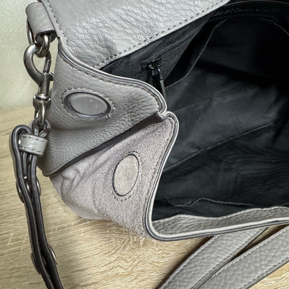 Rebecca Minkoff Medium Keith Grey Suede /Leather Satchel Handbag Shoulder Bag - Picture 9 of 16